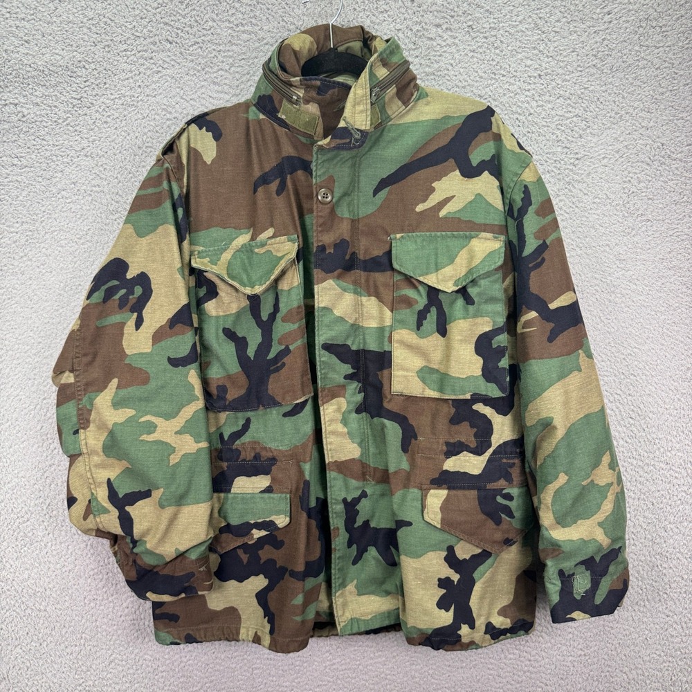 VTG Centre Mfg M65 Field Jacket Mens M Short Green Woodland Camo Utility Rugged